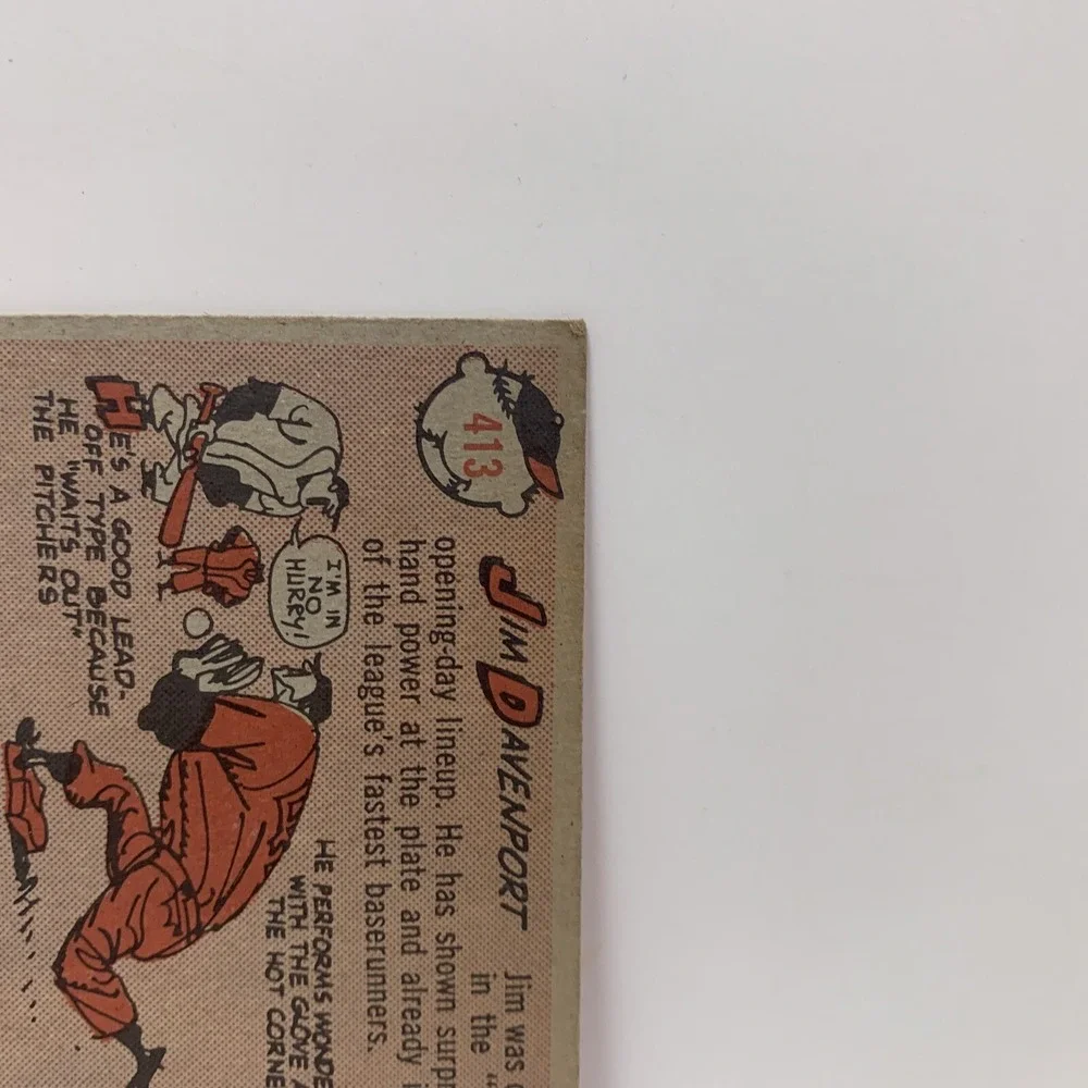 JIM DAVENPORT ROOKIE CARD, San Francisco Giants, #413, 1958 Topps Baseball